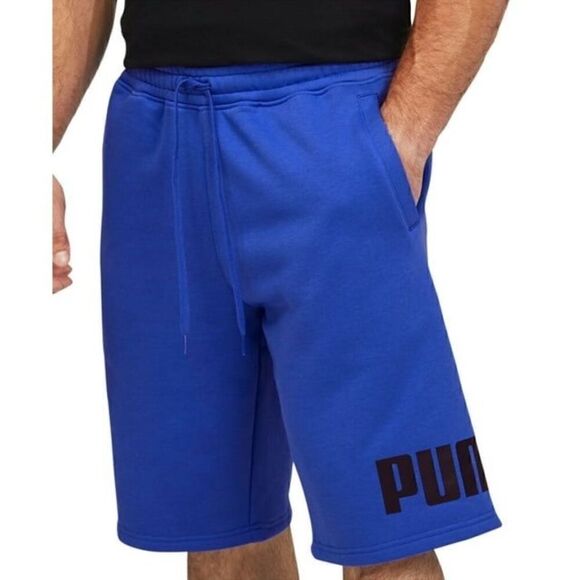 Puma Men's Big Fleece Logo 10in Shorts Royal Sapphire/Blk/Wht-Short - Picture 5 of 13